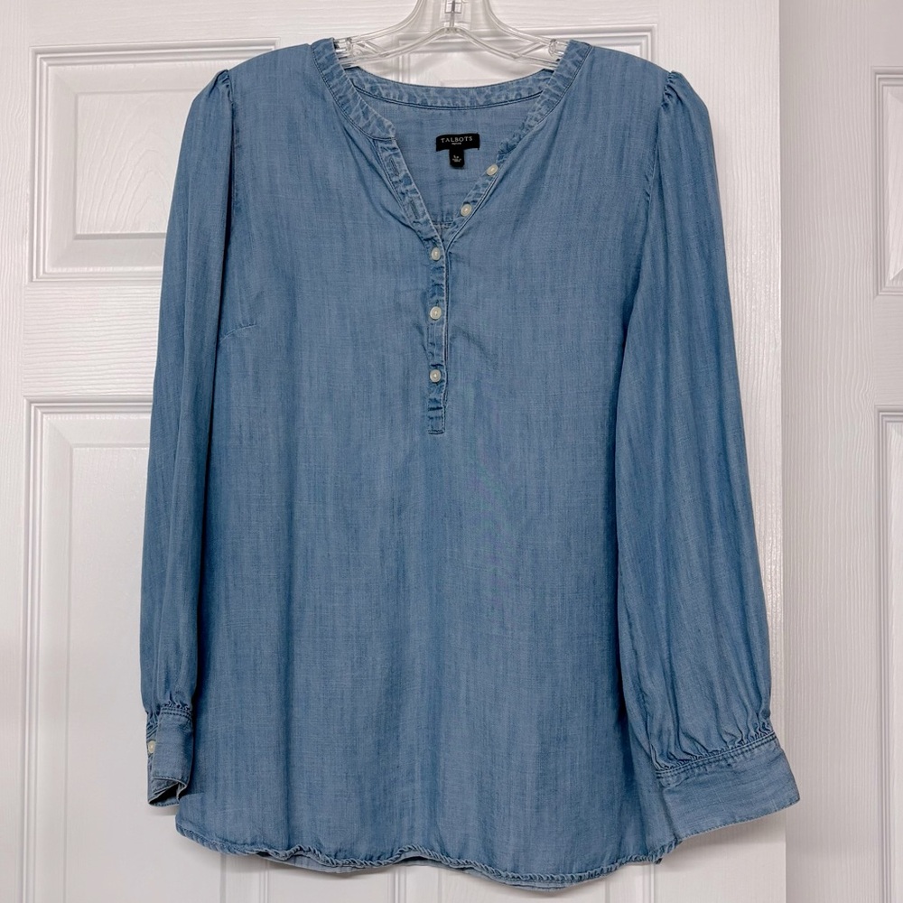 Talbots Chambray Popover Top Sz LP